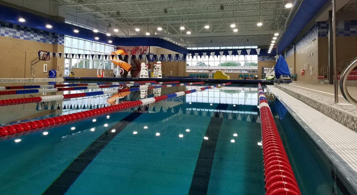 Indoor competition/lap pool at the Mitchell Indoor Aquatic Center in Mitchell, South Dakota